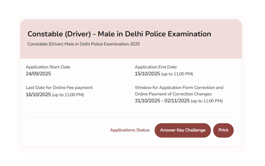 Delhi Police Driver Answer Key 2025
