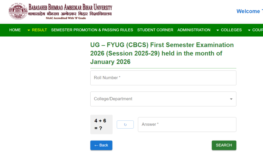 BRABU UG 1st Semester Result 2025-29