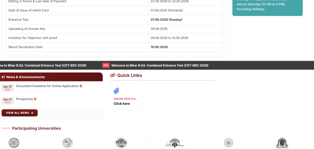 Bihar B.Ed Admission 2026