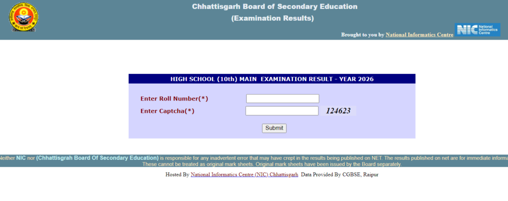 Chhattisgarh Board 10th Result 2026