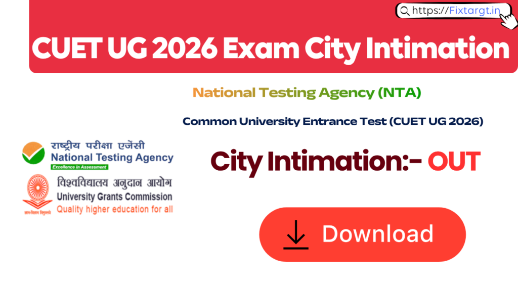 CUET UG 2026 Exam City Intimation Slip