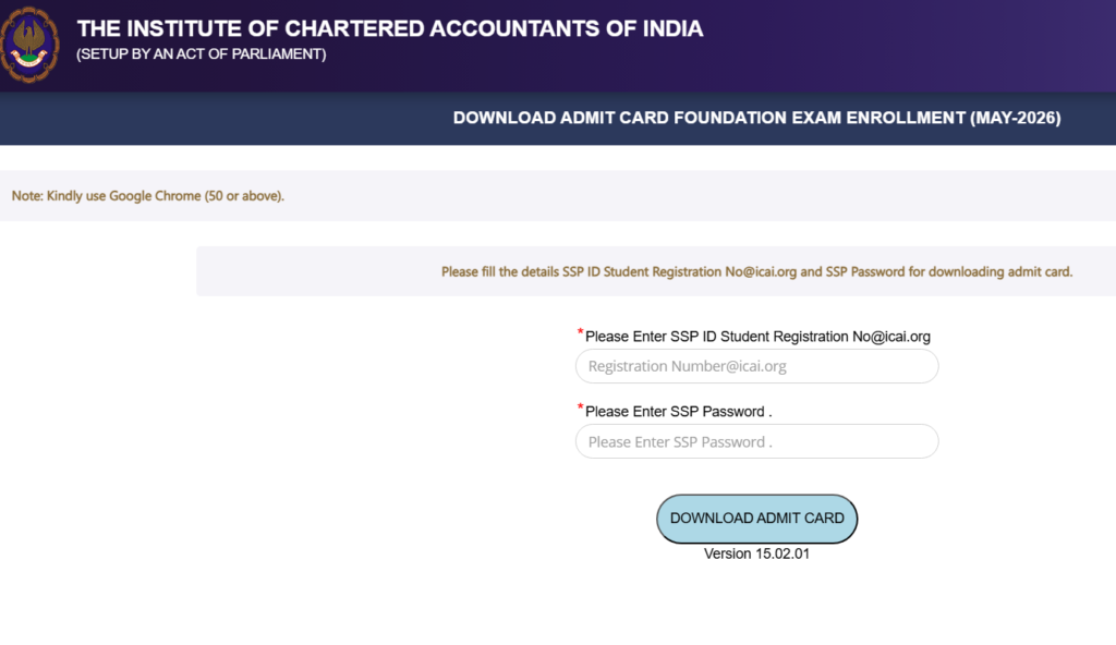 ICAI CA Foundation Admit Card May 2026