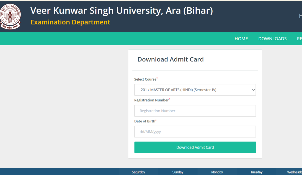 VKSU UG Semester 4 Admit Card 2026