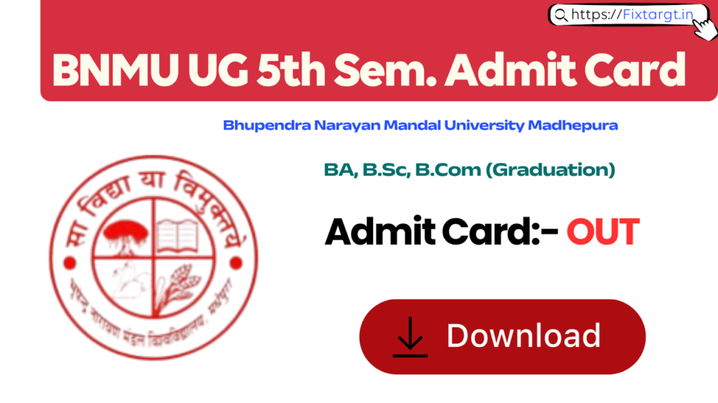 BNMU UG 5th Semester Admit Card 2026