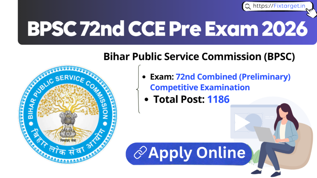 BPSC 72nd CCE Pre Exam Online Form 2026