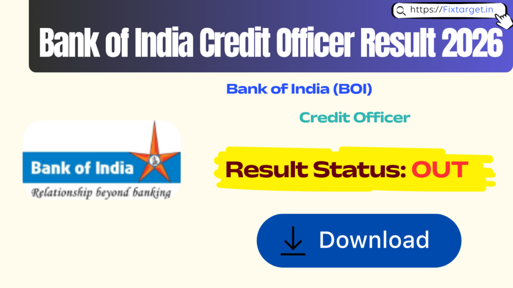 Bank of India Credit Officer Result 2026