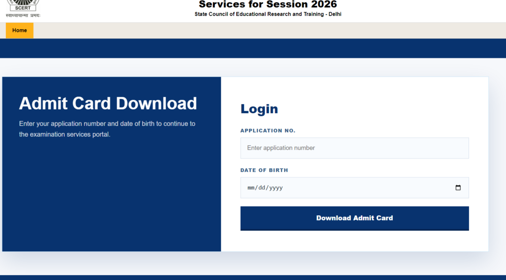 SCERT Delhi DElEd Admit Card 2026