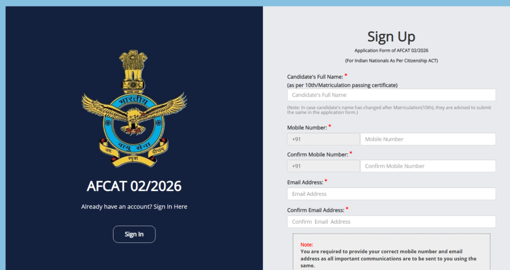 Indian Air Force AFCAT 022026