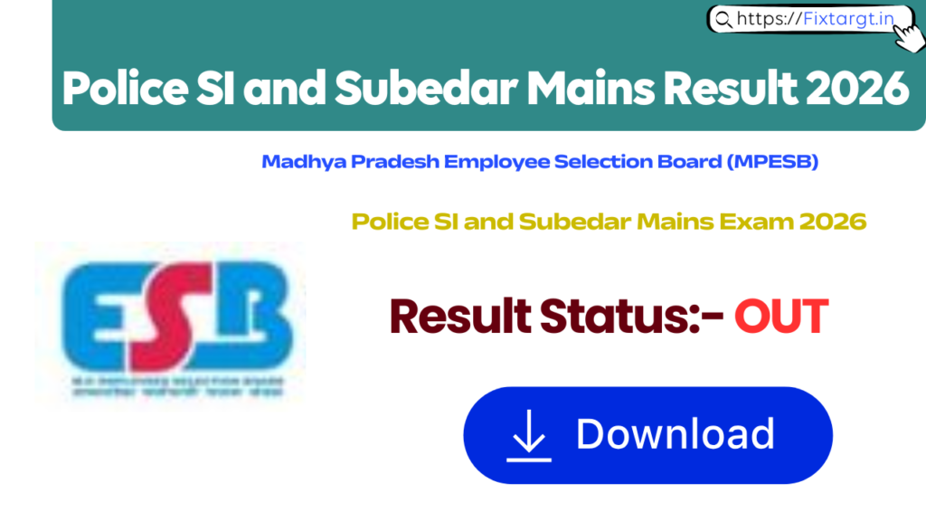 Police SI and Subedar Mains Result 2026