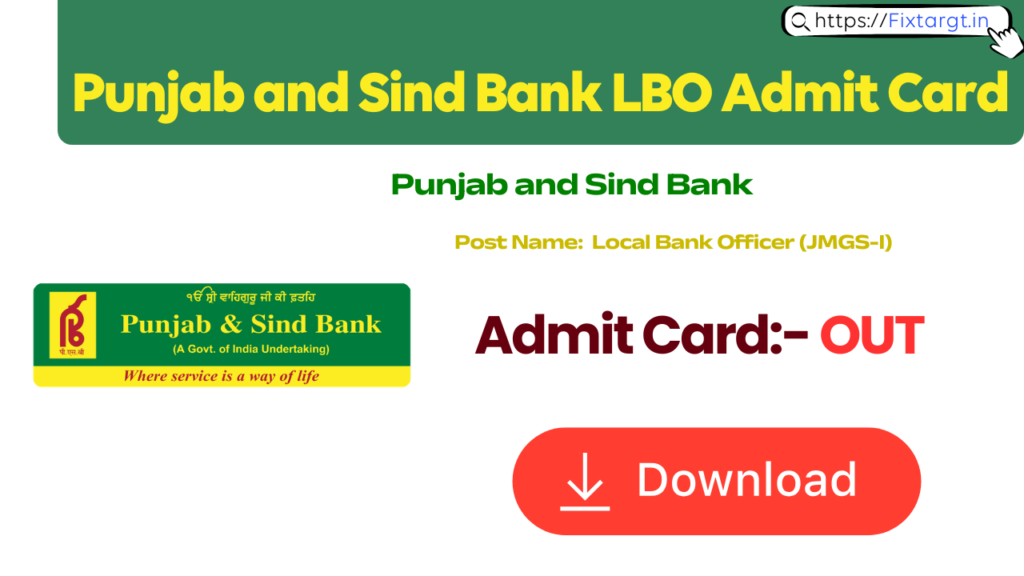 Punjab and Sind Bank LBO Admit Card 2026