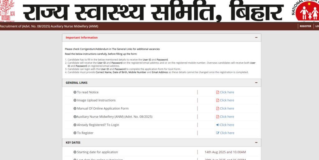 Bihar ANM Vacancy 2026