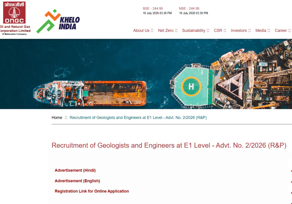 ONGC Graduate Trainee Recruitment 2026