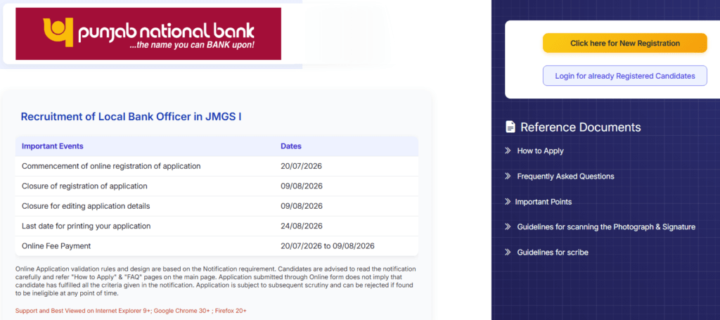 PNB Local Bank Officer (LBO) Recruitment 2026