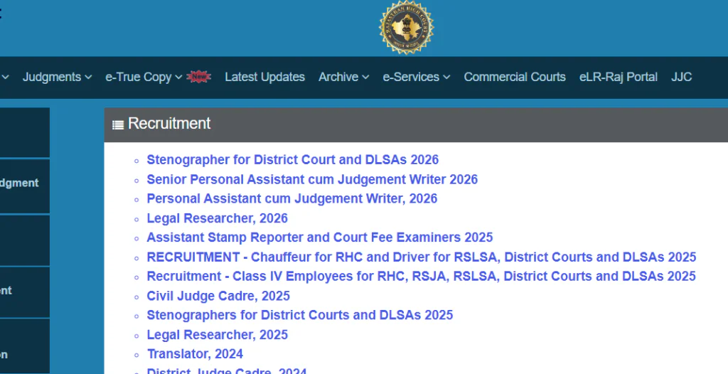 Rajasthan High Court Stenographer Recruitment 2026