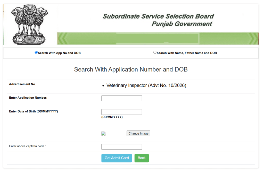 Punjab PSSSB Veterinary Inspector Admit Card 2026