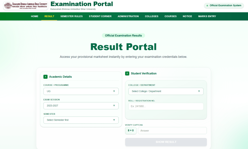 BRABU UG 5th Semester Result 2023-27
