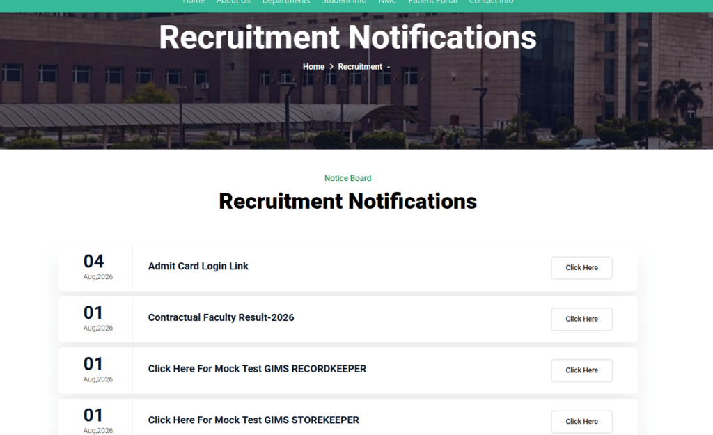 GIMS Staff Nurse Recruitment 2026