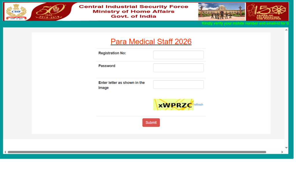 CISF ASI Paramedical Staff Admit Card 2026