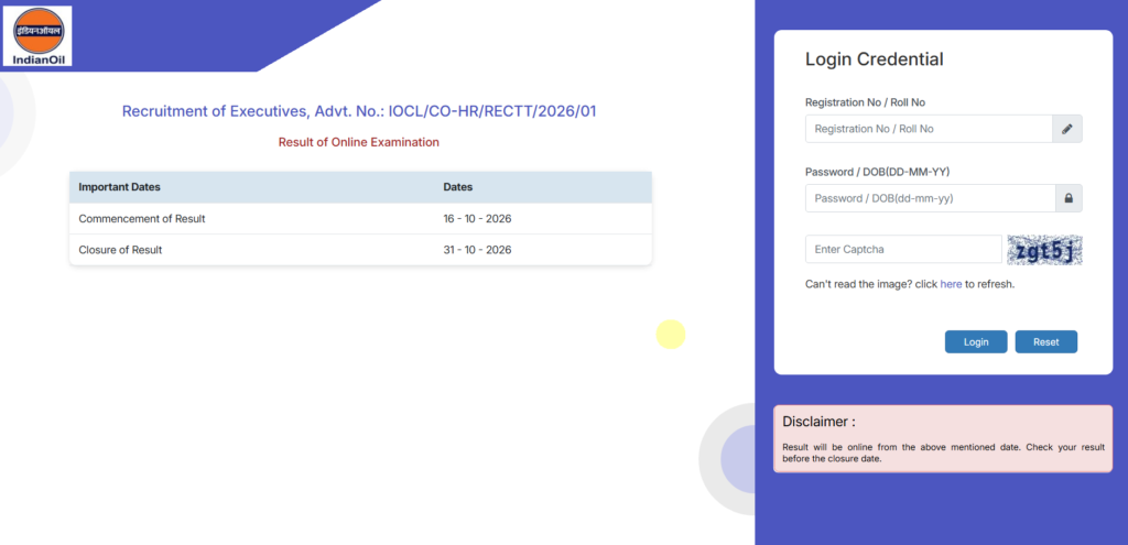 IOCL Executive Result 2026