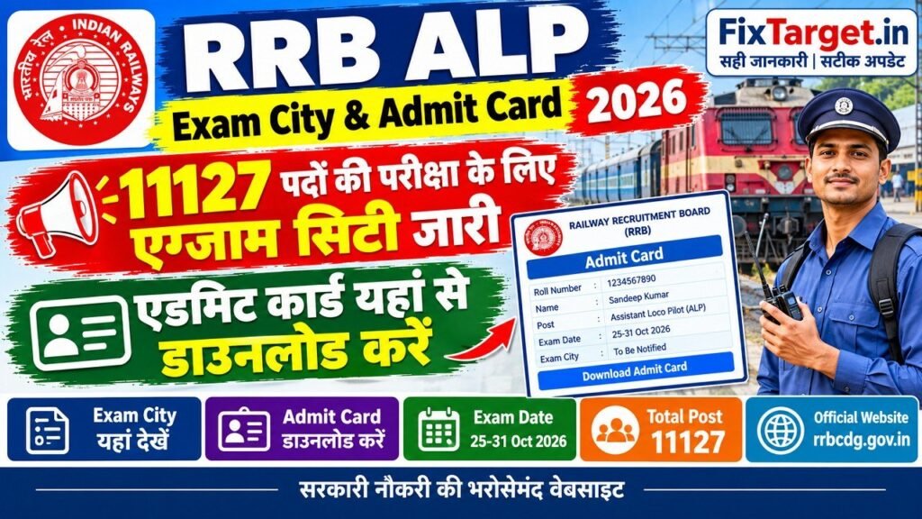 RRB ALP Exam City & Admit Card 2026
