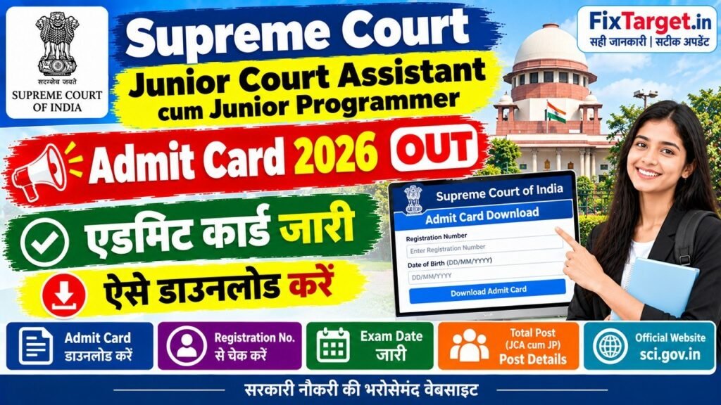 Supreme Court Junior Court Assistant cum Junior Programmer Admit Card 2026
