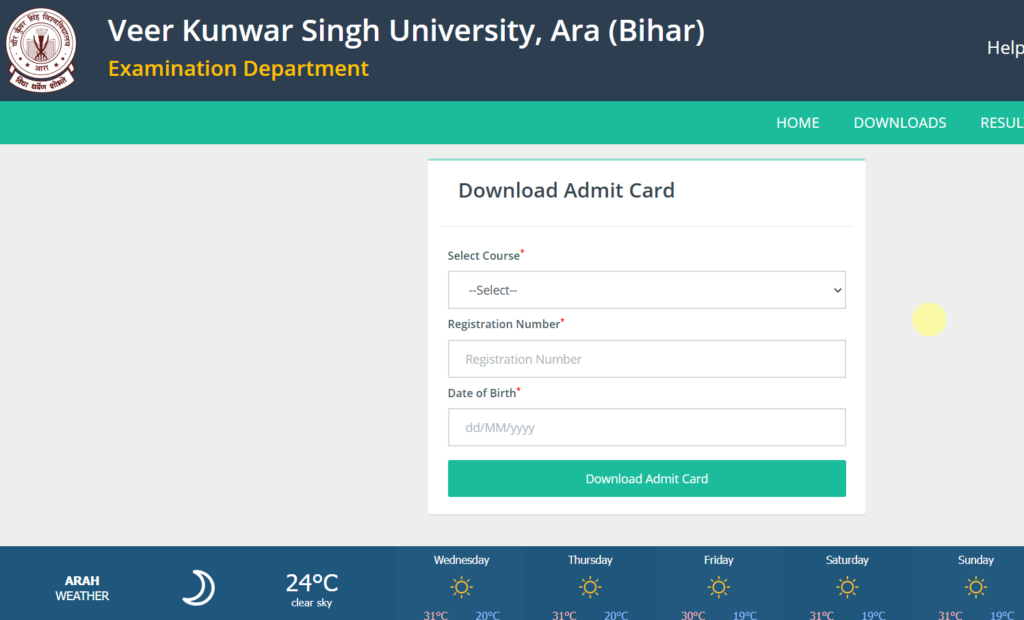 VKSU Semester 5 Admit Card 2026