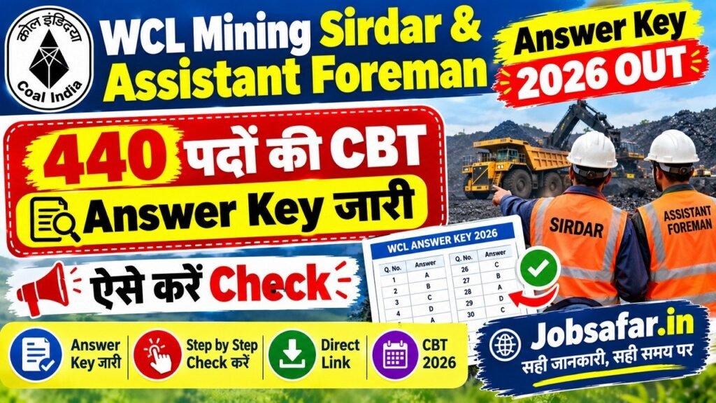 WCL Mining Sirdar and Assistant Foreman Answer Key 2026