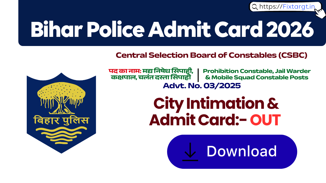 Bihar Police Exam Date 2026 Out for Prohibition Constable, Jail Warder & Mobile Squad Constable Posts