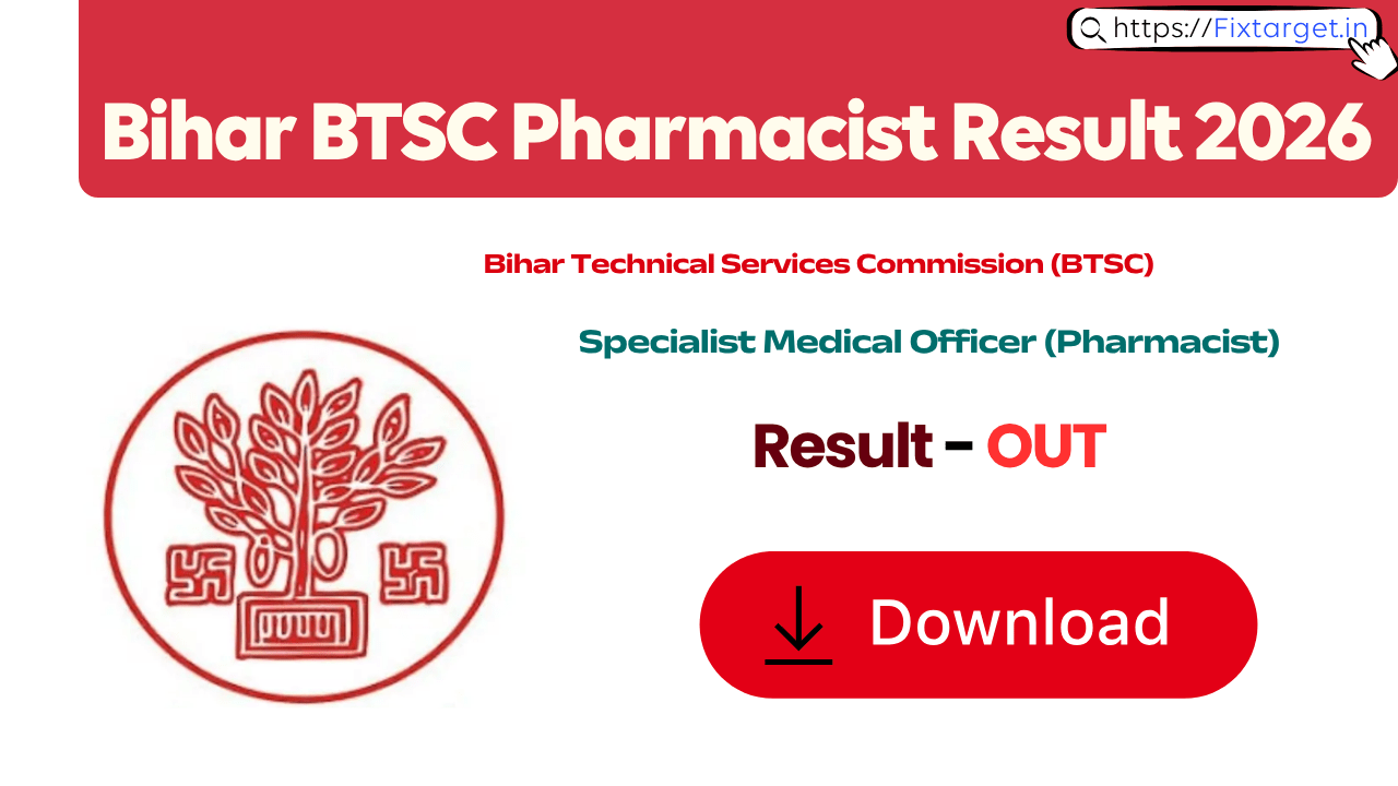 Bihar BTSC Pharmacist Result 2026