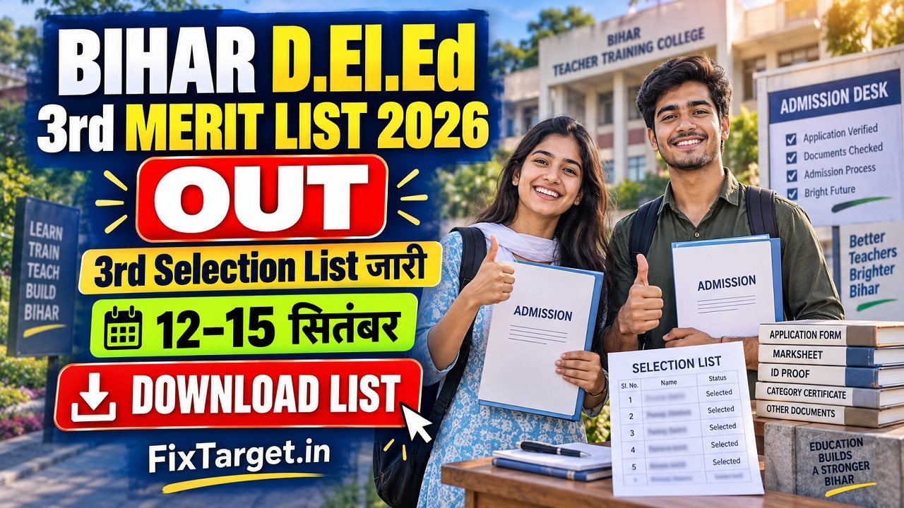 Bihar DElEd 3rd Merit List 2026