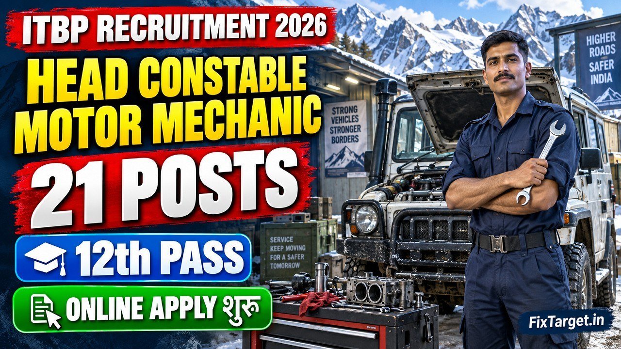 ITBP Head Constable Motor Mechanic Recruitment 2026