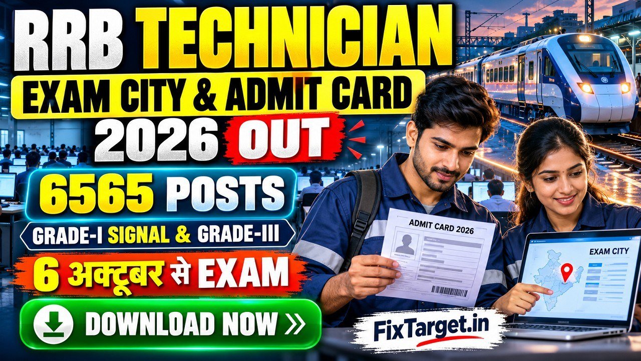 RRB Technician Exam City & Admit Card 2026