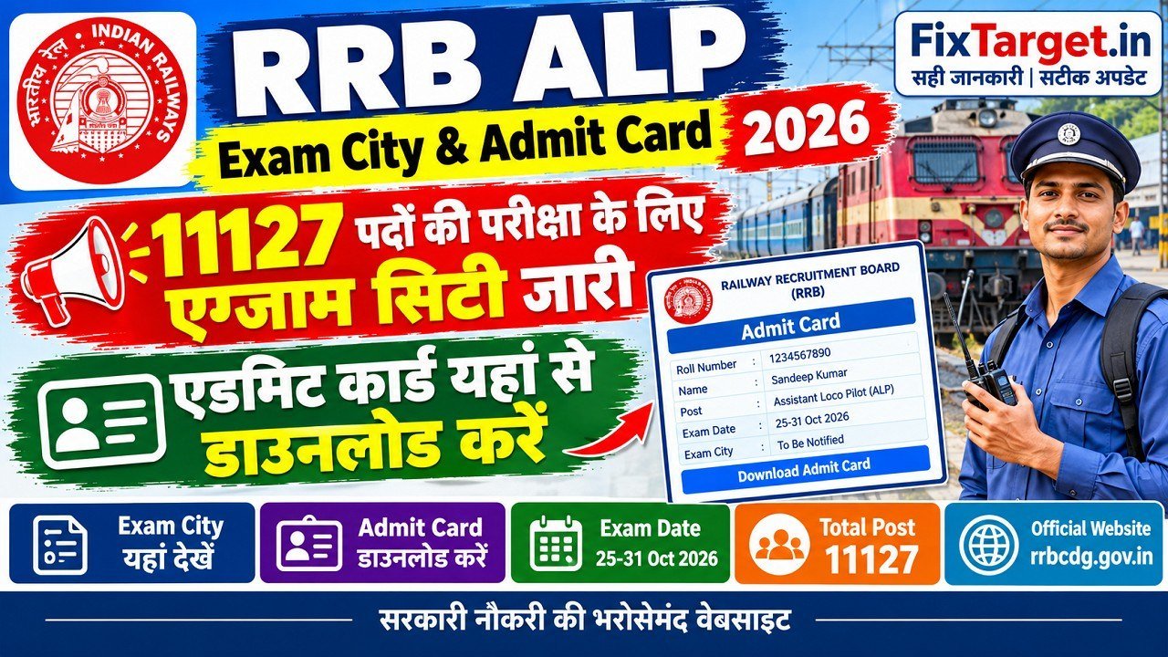 RRB ALP Exam City & Admit Card 2026